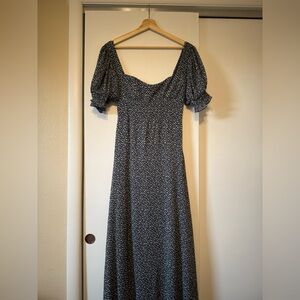 Lulu's Navy Floral Midi Dress
